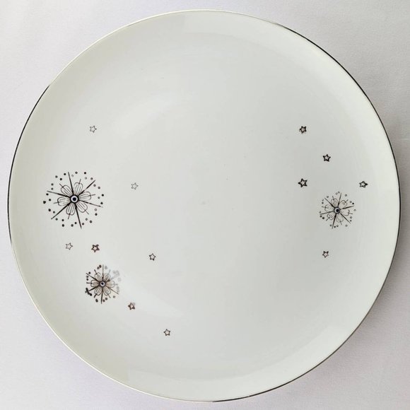 MCM 1950s Silver Trim Dinner Plate Retro Summit White Fine China Stardust Japan - Picture 1 of 5